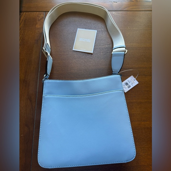 MK Jet Set Small Studded Patchwork & Signature Logo Crossbody In Baby Blue - Picture 8 of 13